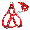 Small Breed Dog Cat Pet Walking Harness with Leash Soft Nylon Paw Pattern
