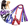 Small Breed Dog Cat Pet Walking Harness with Leash Soft Nylon Paw Pattern