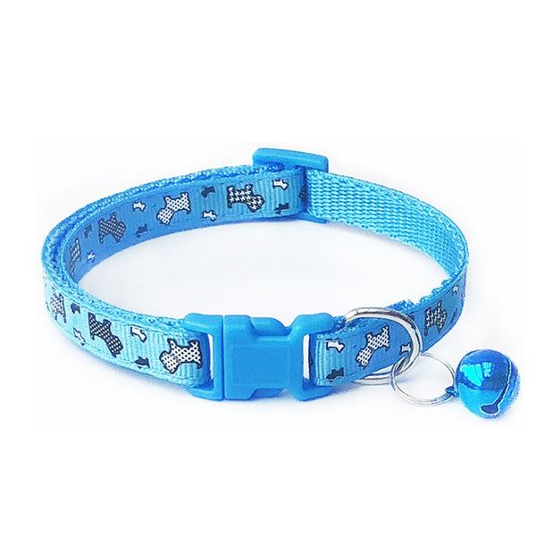 Dog Print Cat Kitten Pet Neck Collar with Cute Bell