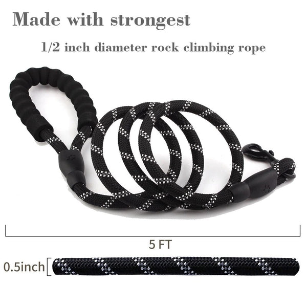 Reflective Braided Rope Pat Walking Big Dog Leash Strengthen Traction