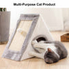 Cat House Triangle Warm Plush Bed Teaser Scratcher Board Cave Home