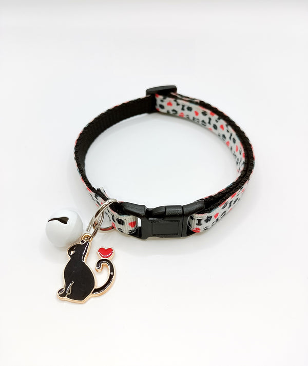 Black Cat Pendant Cat Kitten Neck Collar with White Bell