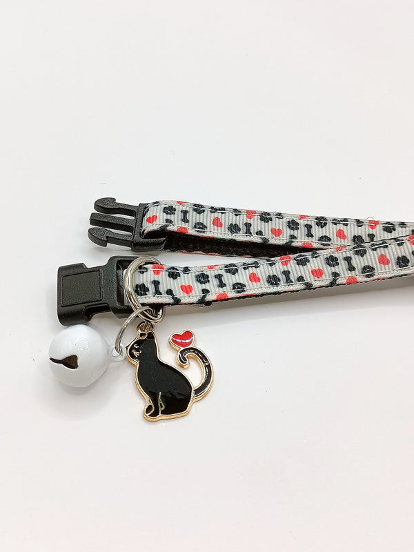 Black Cat Pendant Cat Kitten Neck Collar with White Bell