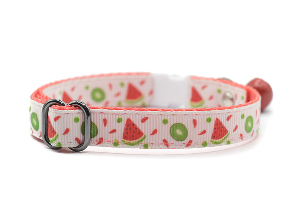 Watermelon Pattern Premium Quality Nylon Cat Kitten Neck Collar With Regular Bell