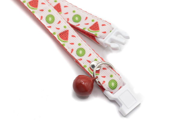 Watermelon Pattern Premium Quality Nylon Cat Kitten Neck Collar With Regular Bell