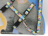Adult Cat And Kitten White Harness with Leash Steel Hook Multi Paw Pattern