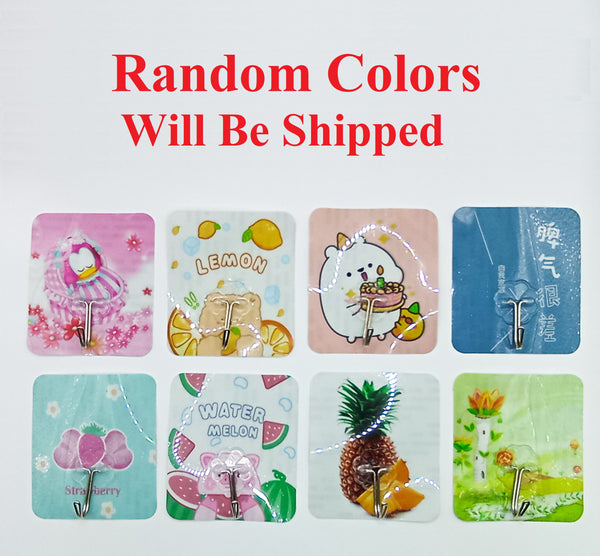 Self Adhesive Hooks Printed Holder Door Kitchen Tile Bath Keys Home Organizers