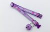  Neck Collar Quick Release Buckle and Big Bell Pet Cat Kitten Hand Made Adjustable Purple Heart Pattern
