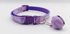  Neck Collar Quick Release Buckle and Big Bell Pet Cat Kitten Hand Made Adjustable Purple Heart Pattern