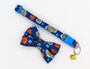 Floral Printed Bow Neck Collar With Golden Bell Cat Pet Kitten Hand Made Fabric