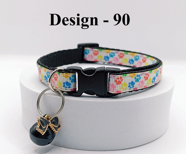 Cat Kitten Pet Paw Printed Neck Collar with Bow Pendant 