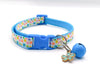Paw Pattern Cat Kitten Pet Adjustable Neck Collar with Floral Pendant Blue Buckle