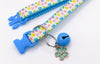 Paw Pattern Cat Kitten Pet Adjustable Neck Collar with Floral Pendant Blue Buckle