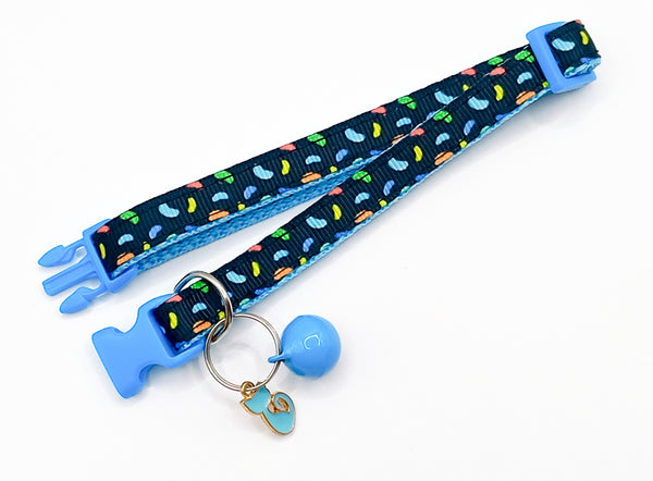 Cat Kitten Pet Adjustable Neck Collar with Cat Pendant Blue Buckle