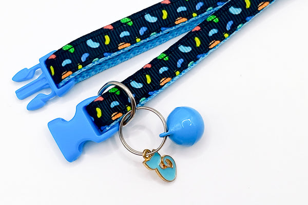 Cat Kitten Pet Adjustable Neck Collar with Cat Pendant Blue Buckle
