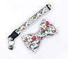 Unicorn Printed Cat Pet Kitten Hand Made Fabric Bow Neck Collar with Silver Bell