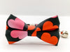 Heart Printed Cat Pet Kitten Hand Made Fabric Bow Neck Collar with Silver Bell