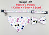 Glasses Pattern Cat Pet Kitten Hand Made Fabric Bow, Scarf Neck Collar with Bell