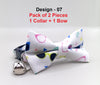 Glasses Pattern Cat Pet Kitten Hand Made Fabric Bow, Scarf Neck Collar with Bell