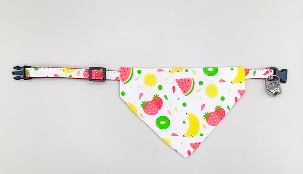 Fruit Pattern Cat Pet Kitten Hand Made Fabric Bow, Scarf Neck Collar with Bell