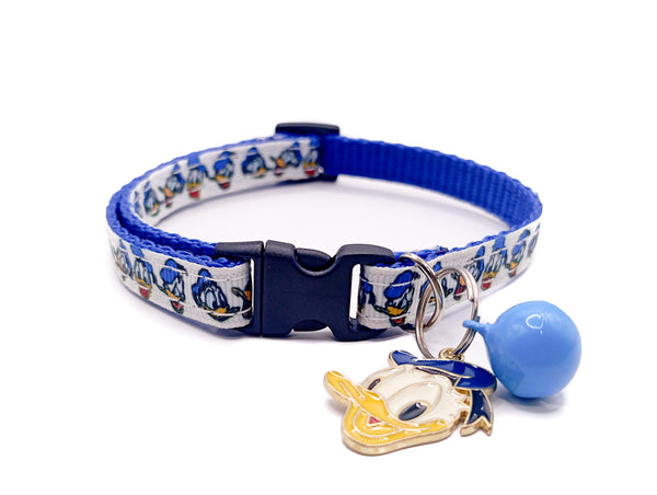Donald Duck Pendant Cat Kitten Neck Collar Black Buckle with Bell