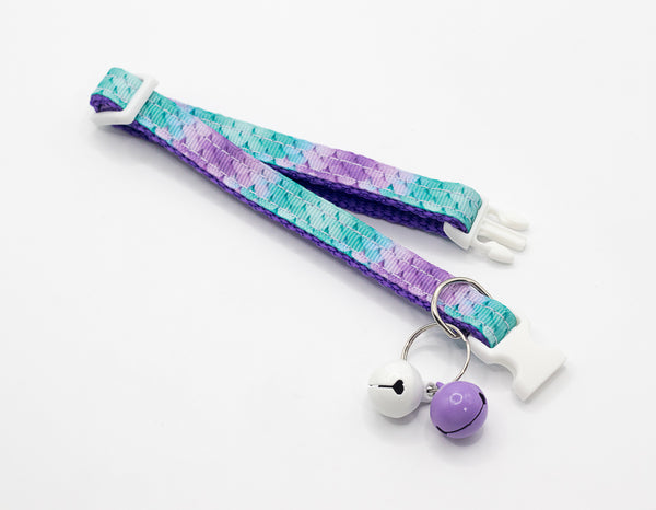 Pet Cat Neck Collar with Double Bell Glitter Mermaid Print