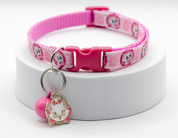 Cat Face Pendant with Cat Kitten Adjustable Pink Neck Collar And Bell