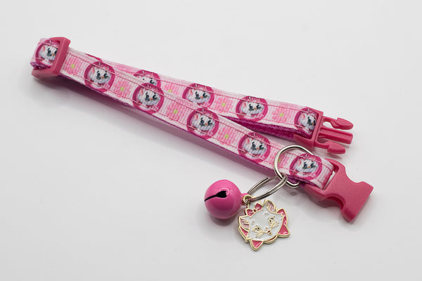 Cat Face Pendant with Cat Kitten Adjustable Pink Neck Collar And Bell