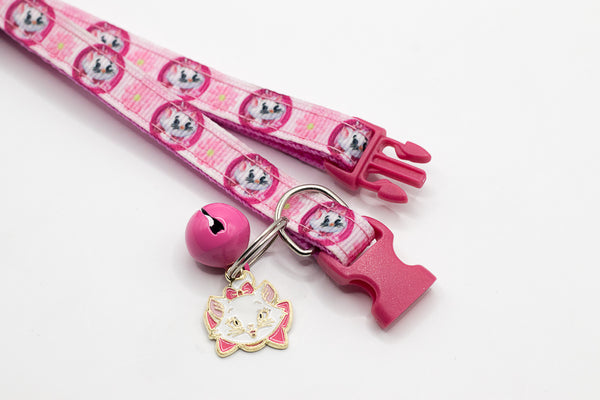 Cat Face Pendant with Cat Kitten Adjustable Pink Neck Collar And Bell