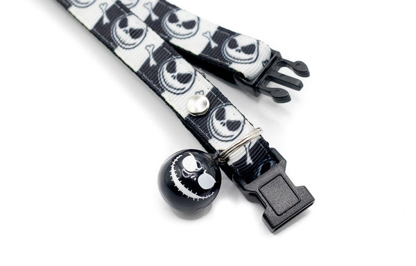 Premium Quality Nylon Neck Collar For Cat Kitten Black Skellington Cartoon Bell