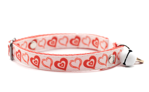 Premium Quality Nylon Pet Cat Kitten Neck Collar with Heart Pendant White Bell