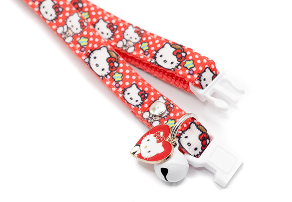 Premium Quality Nylon Pet Cat Kitten Printed Neck Collar with Heart Pendant