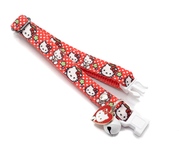 Premium Quality Nylon Pet Cat Kitten Printed Neck Collar with Heart Pendant
