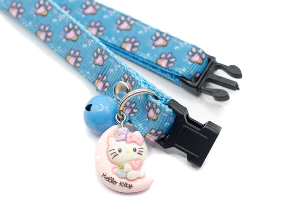 Premium Quality Nylon Pet Cat Kitten Paw Pattern Neck Collar with Beautiful Kitty Pendant