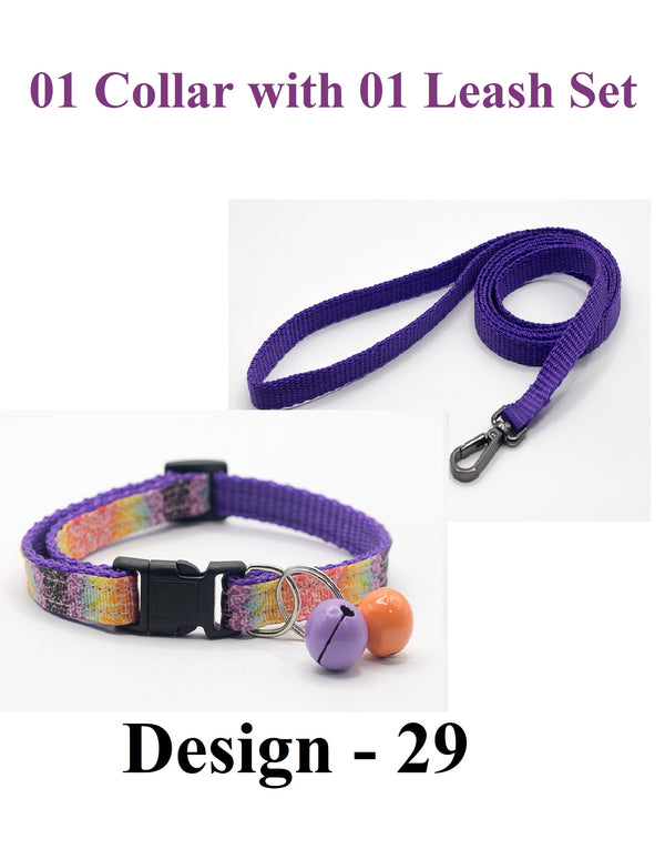  Pet Cat Hand Made Neck Collar Double Bell with Leash