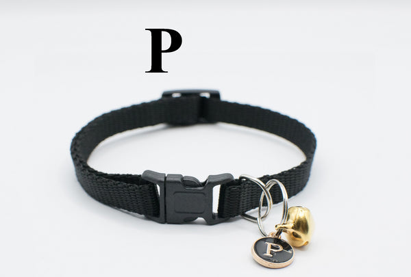 Cat Kitten Neck Collar with Bell and Alphabet Pendant