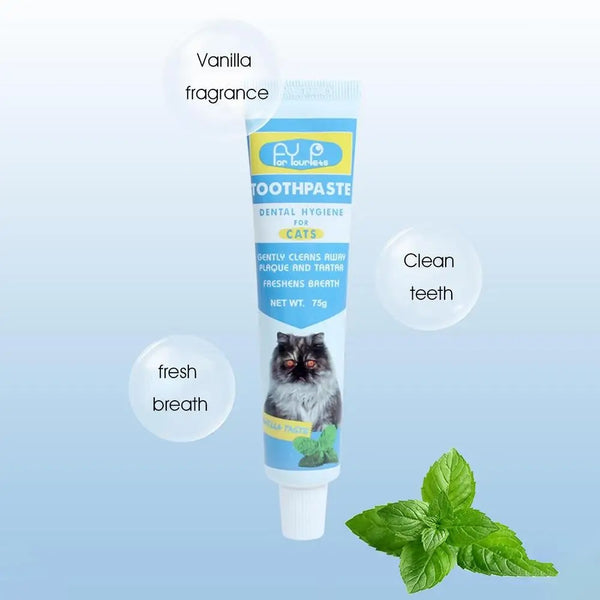 Pet Cat Kitten Tooth Paste Vanilla Flavor With Tooth Brush For Healthy Teeth Oral Care Removes Pet Stains Whiten