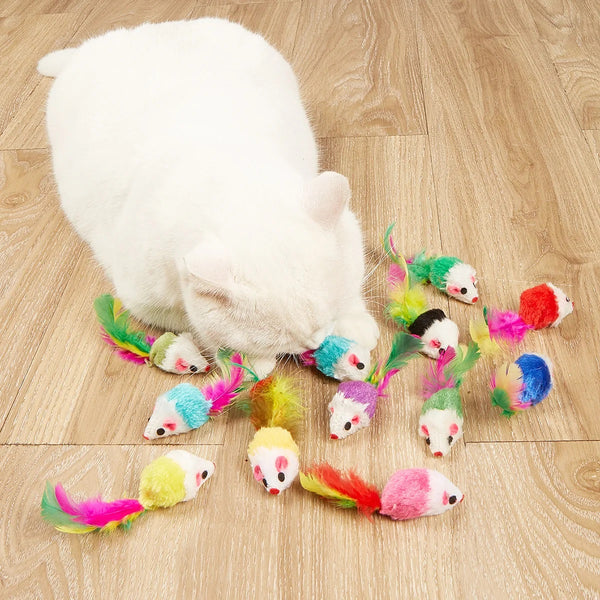 03 Pcs Kitten Cat Random Mouse Tail Feather Toy