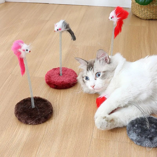 Mouse Toys Cats Climbing Frame 15cm Spring Grabbing Board Jumping