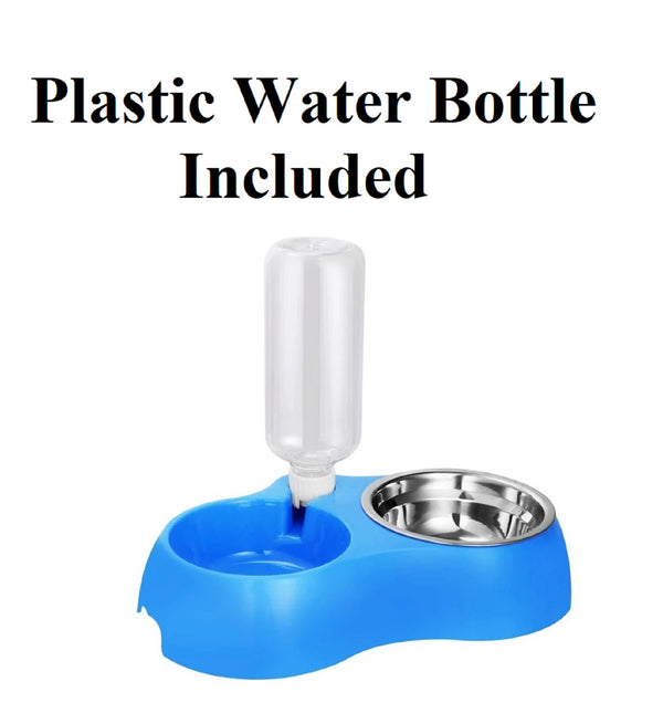 Dual Food Water Dispenser Bowl With Plastic Bottle