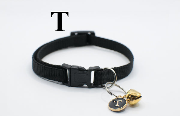 Cat Kitten Neck Collar with Bell and Alphabet Pendant