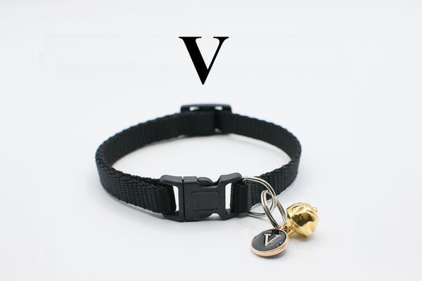 Cat Kitten Neck Collar with Bell and Alphabet Pendant