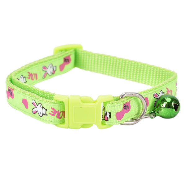 Rabbit Pattern Cat Nylon Regular Neck Collar with Bell Pet Kitten