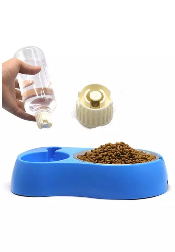 Dual Food Water Dispenser Bowl With Plastic Bottle
