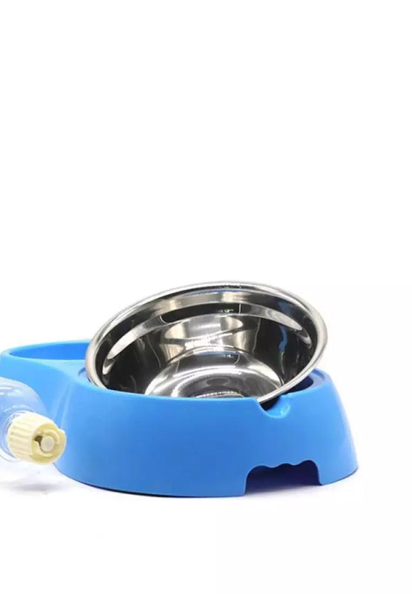 Dual Food Water Dispenser Bowl With Plastic Bottle