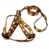 Small Breed Dog Cat Pet Walking Harness with Leash Soft Nylon Paw Pattern