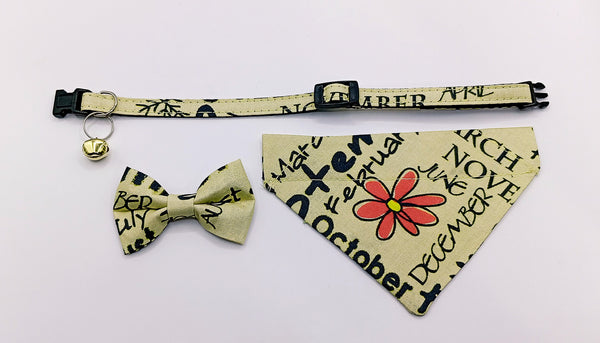 Cat Kitten Nylon Style Hand Made Scarf Bow Neck Collar with Bell